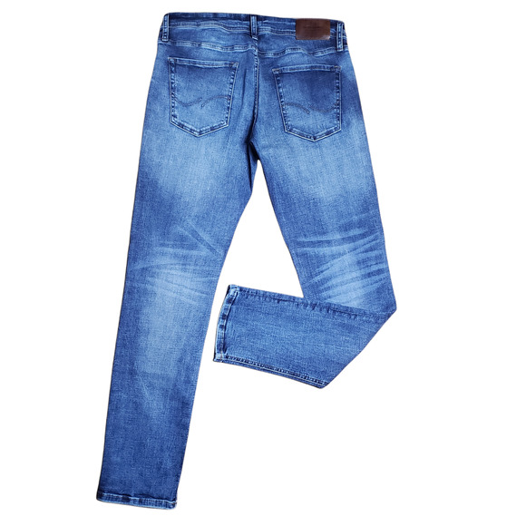 Jack & Jones Slim Fit Glen Jeans Size 34x32 Stretchy Medium Wash Distressed - Picture 2 of 7